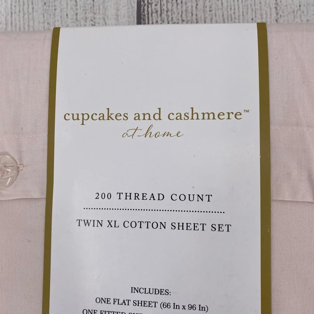 Cupcakes and Cashmere Sheet Set Twin XL Ballet Pink 200TC Cotton 3pc Deep Pocket